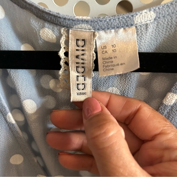 Divided by H&M Ruffle-hem Dress Size 10/M Blue/White Polka Dots GUC - Picture 2 of 8